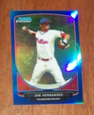 2013 Bowman Chrome Phillies Jan Hernandez Blue Prizm Refractor Mini Card