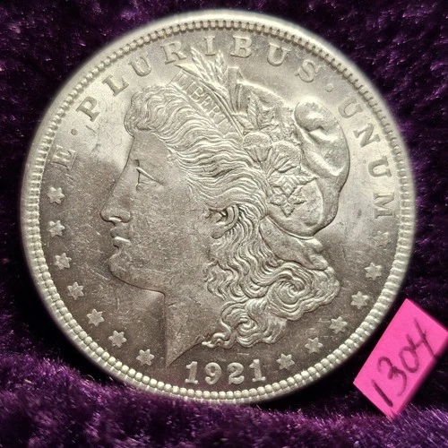 🚚⚡️🔥NO RESERVE AU-BU 👀🔥1921  Silver Morgan Dollar Almost Uncirculated 1304