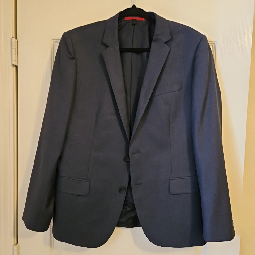HUGO BOSS Mens Navy Blue Slim Fit Blazer Jacket Size Large (Small Fitting) NEW