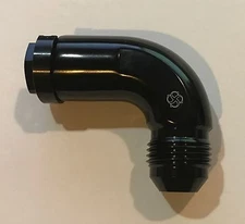 Z158N -8AN 90° Fuel Adapter Fitting to 3/8 GM Quick Connect Threads Female BLACK