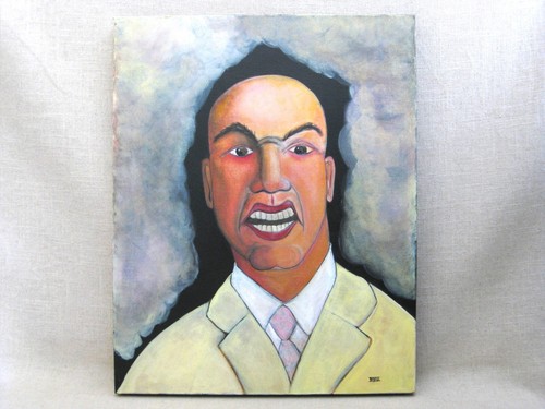 Männliches männliches Portrait Gemälde Original Wandbild Männerhöhle Wohndeko 16 x 20 - Bild 1 von 4