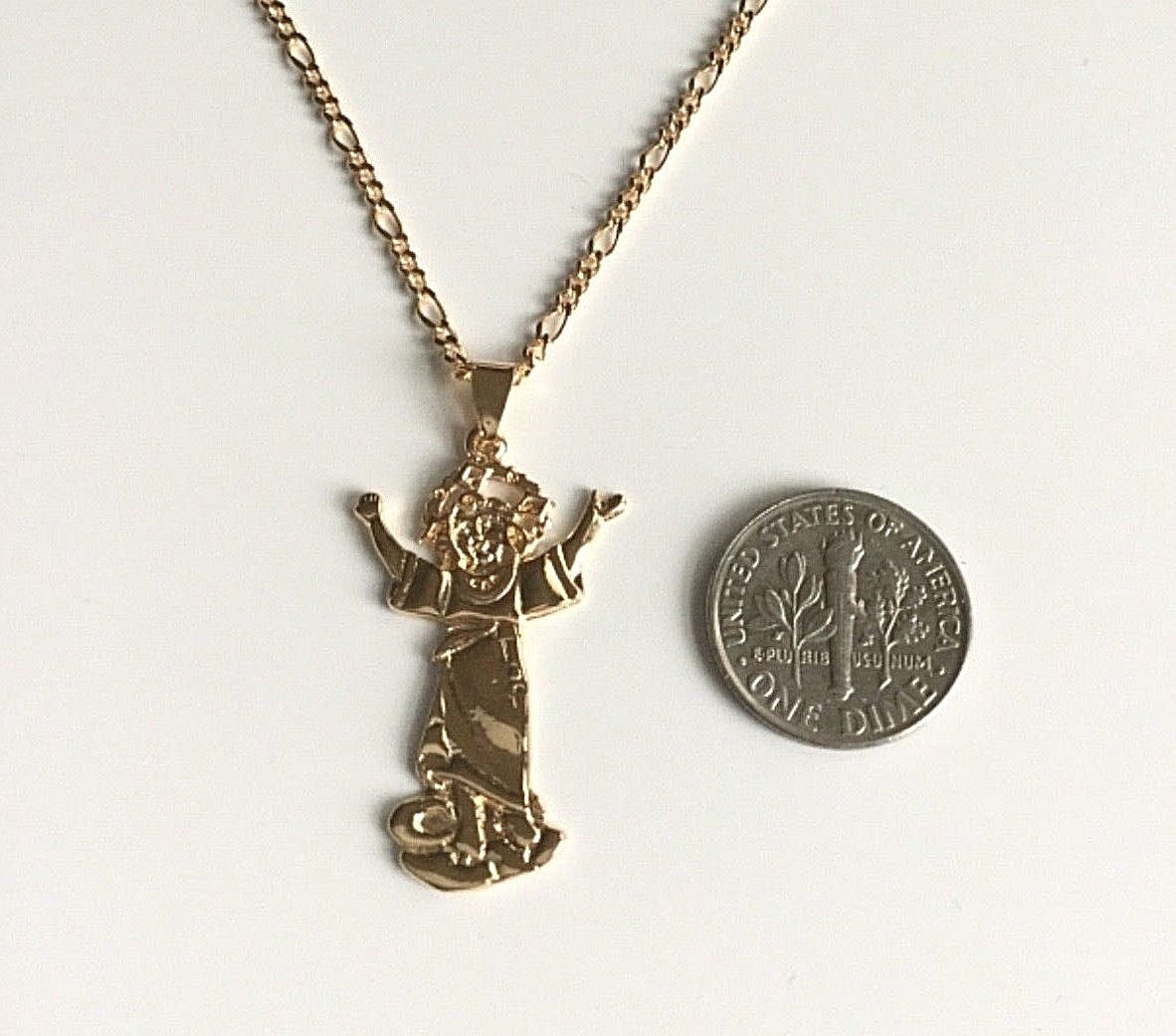 18K Gold Plated Divino Niño Jesus Necklace 18 Inch Religious Jewelry With CZ Stones