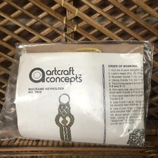 Vintage 1970s Artcraft Concepts Macrame Keyholder Sealed Craft Kit #9949 NOS