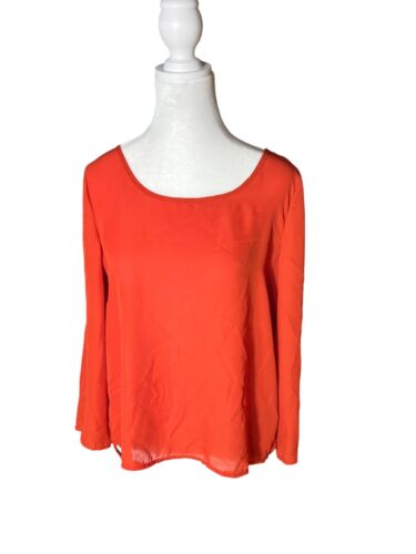 New Look Blouse Backside Button Down Orange Top