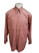 Hugo Boss Men's Size M Solid Orange Cotton Long Sleeve Casual Shirt