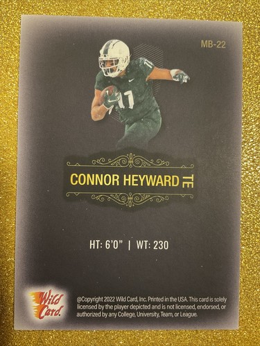 2022 WILD CARD MATTE CONNOR HEYWARD ROOKIE BASE #MB-22 MICHIGAN STEELERS CSTORE - Picture 3 of 3