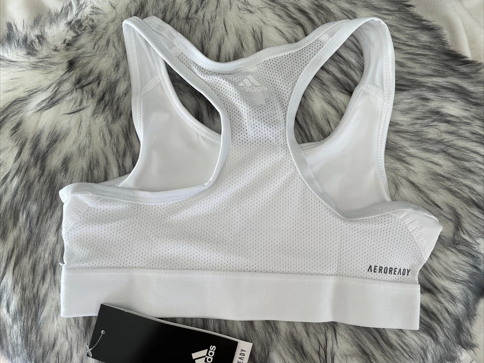 Adidas Aeroready Girls Sport Iridescence Logo Bra White Stretch RacerBack S(7/8) - Image 4 of 4