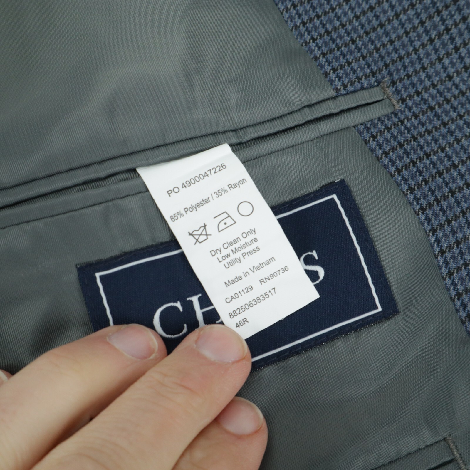 Chaps Medium Blue Mini Houndstooth Check Blazer S… - image 6