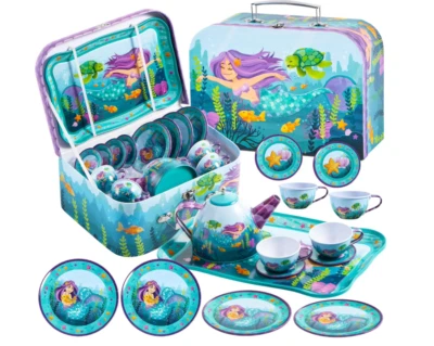 JOYIN Meerjungfrau Teeservice Teekanne Set für Kinder Tee Party Geschenk