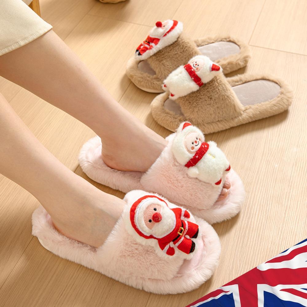 SAOLA Pantofole stampate natalizie casual fodera in pile scarpe comode suola in gomma pantofole