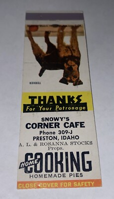 Vintage Matchbook Cover Matchcover Snowy s Corner Cafe Preston ID Idaho