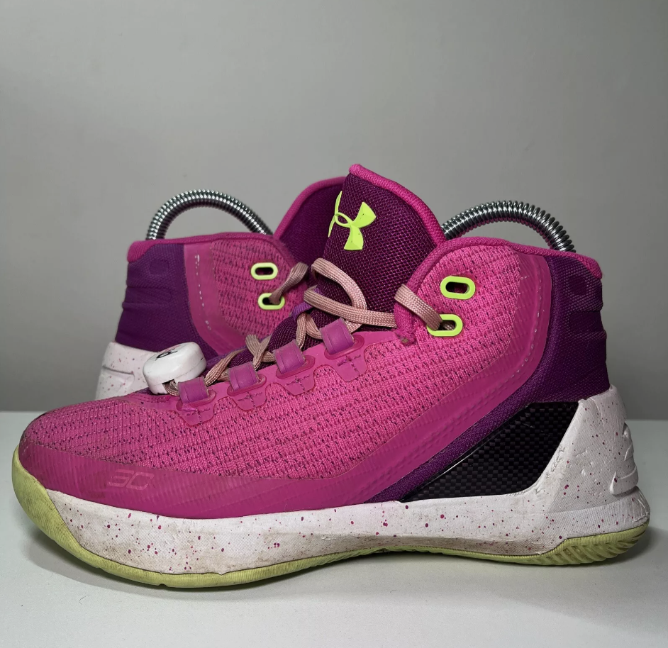 Under Armour Girls Curry Basketball Shoes Pink 1274061-878 Mid Top Youth  4Y