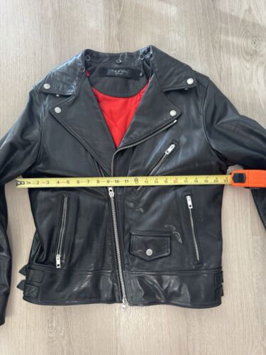 rag & bone Buzz Leather Motorcycle Jacket in Black Size L - Picture 5 of 6