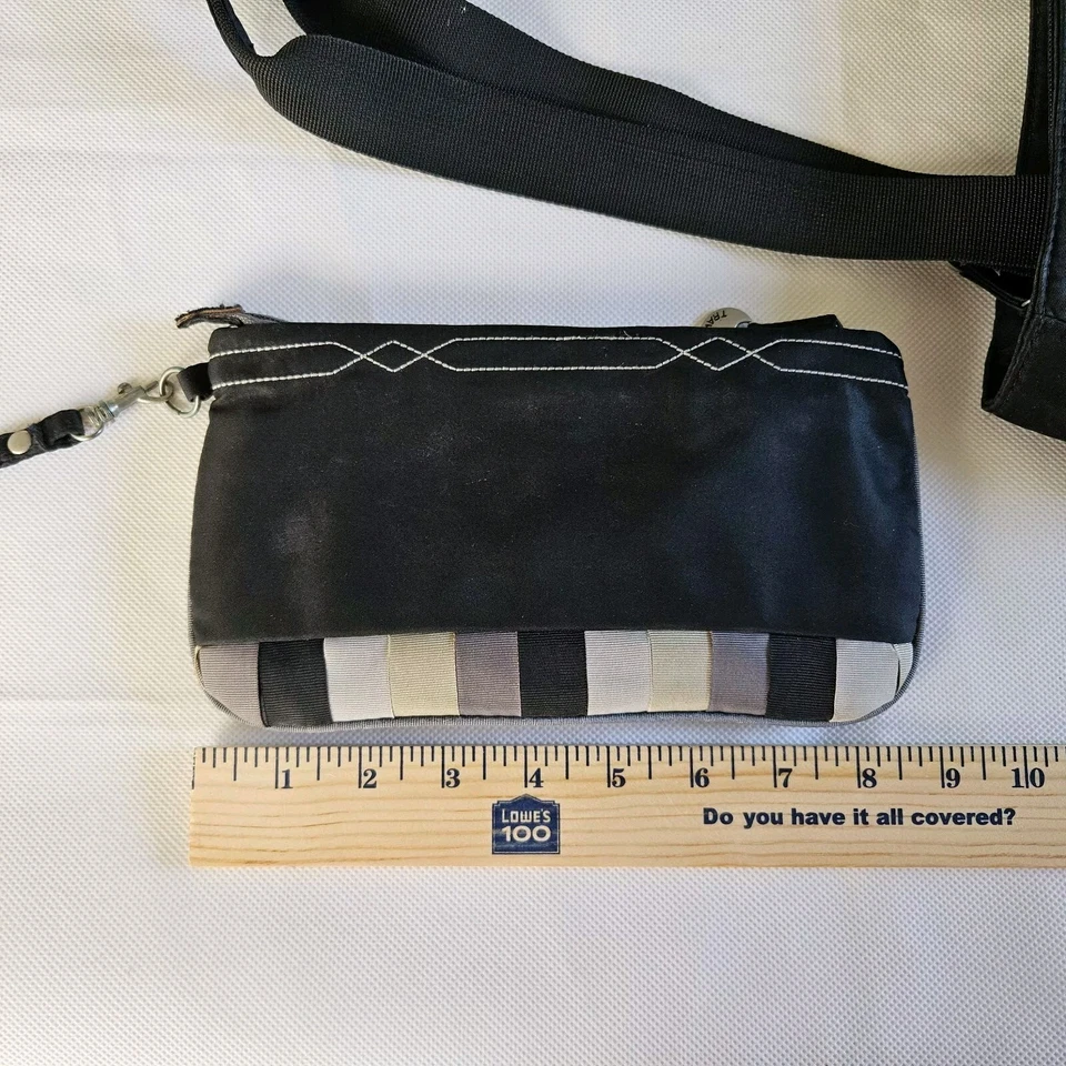 Travelon Cartera Bolso de Hombro Negro Bordado Mariposa Bolsa Muñequera Foto 3 de 4