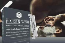 100 FACON PLATINUM STAINLESS STEEL SINGLE EDGE RAZOR BLADES STRAIGHT EDGE BARBER
