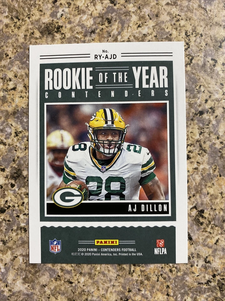 2020 Panini Contenders AJ DILLON Rookie Of The Year Packers - Image 2 of 2
