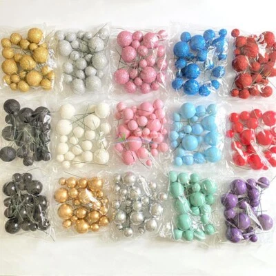 20PCS DIY Artificial Balls Mixed Glitter Balls Set Celebrate Cake Topper Party