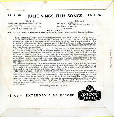 Julie London The Boy On A Dolphin London Re U 1076 Press France 1957 Ep Ex Ebay