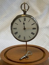 Antique Fusee Pocket Watch Sterling Silver Case with Key Timepiece Working 