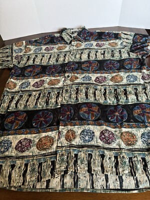 KING SIZE Men s XLT (37/38) Long Sleeve Multi-Colored Button Up Shirt Pre-Owned
