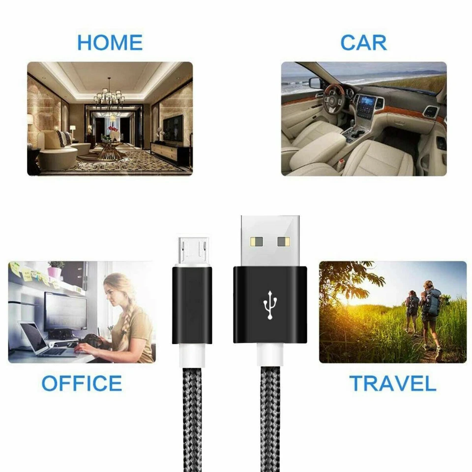 Micro USB Fast Charger Data Sync Cable Braided Cord For Samsung Android 3 6 10FT - Image 3 of 4