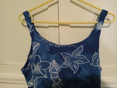 Bishop St Apparel Hawaiian Tank Dress Floral Rayon Blue Womens Sz XL - Imagen 6 de 9