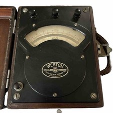 Vintage Weston Model 341 AC Voltmeter  In Original Wooden Case, Made In USA