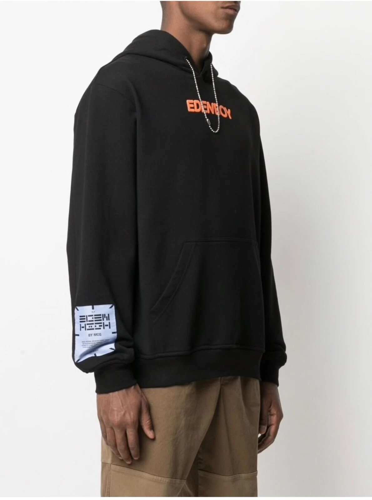 Felpa con cappuccio McQ di Alexander McQueen grande EDEN BOY stampata grafica nera