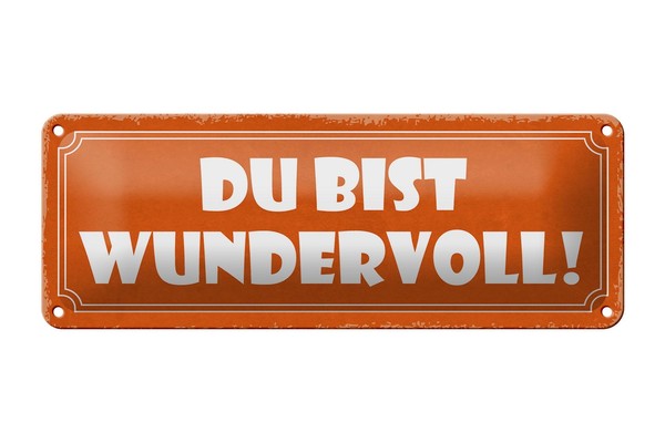 Blechschild Spruch 27X10 Cm Du Bist Wundervoll Metall Deko Schild Tin Sign-image