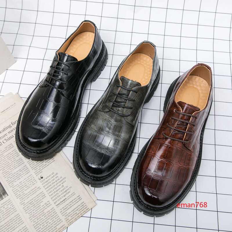 SAOLA Mens Shoes Creeper Business Formal Faux Leather Round Toe Oxfords Dress Shoes