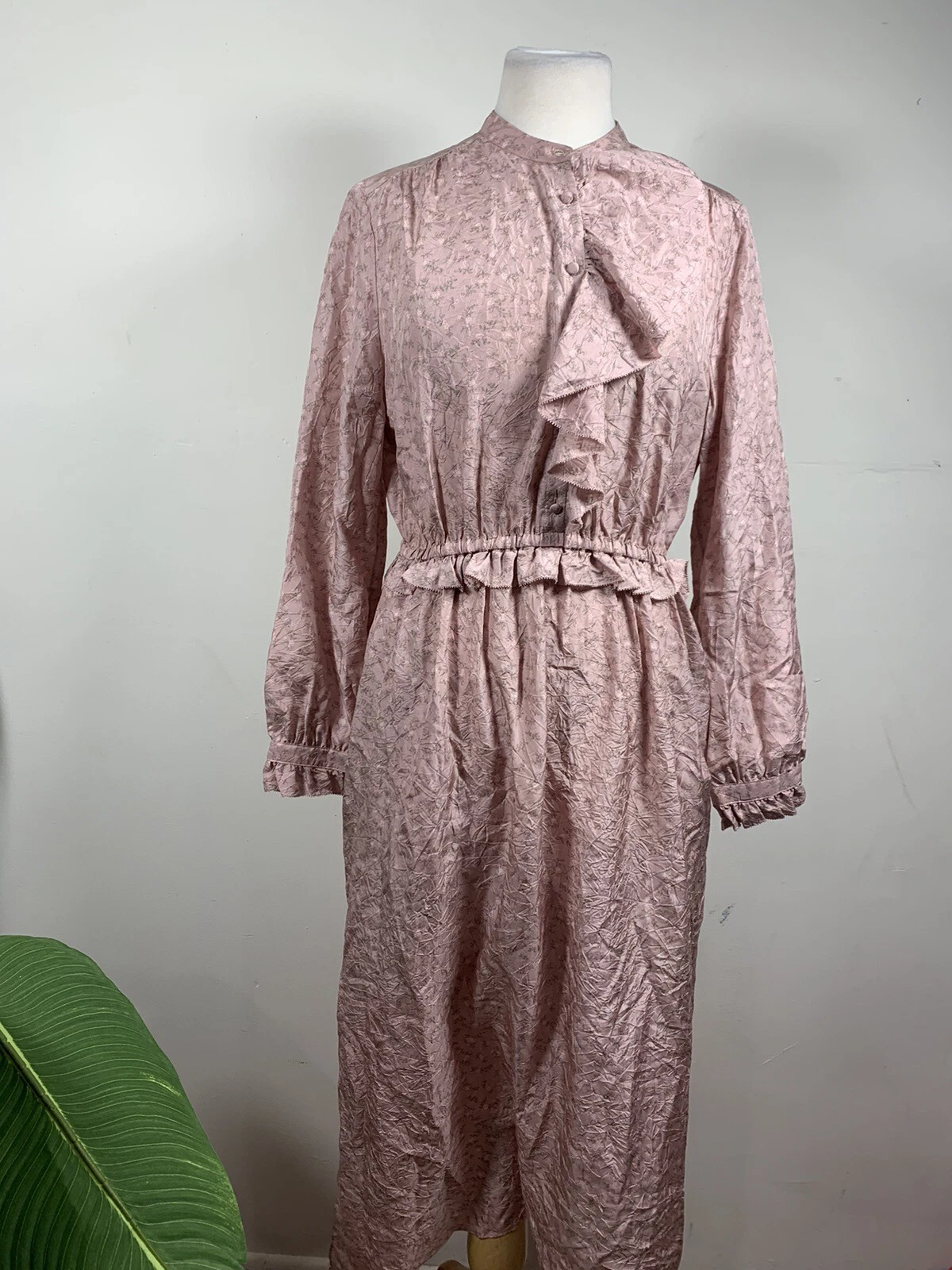 Abito frontale COACH con giogo raccolto taglia 4 100% seta $379