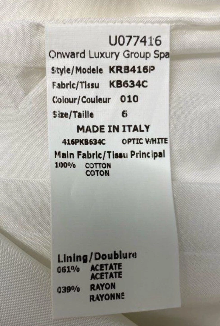 Abito a tubino Michael Kors Collection bianco crepe senza maniche borchie $1.995 taglia 6