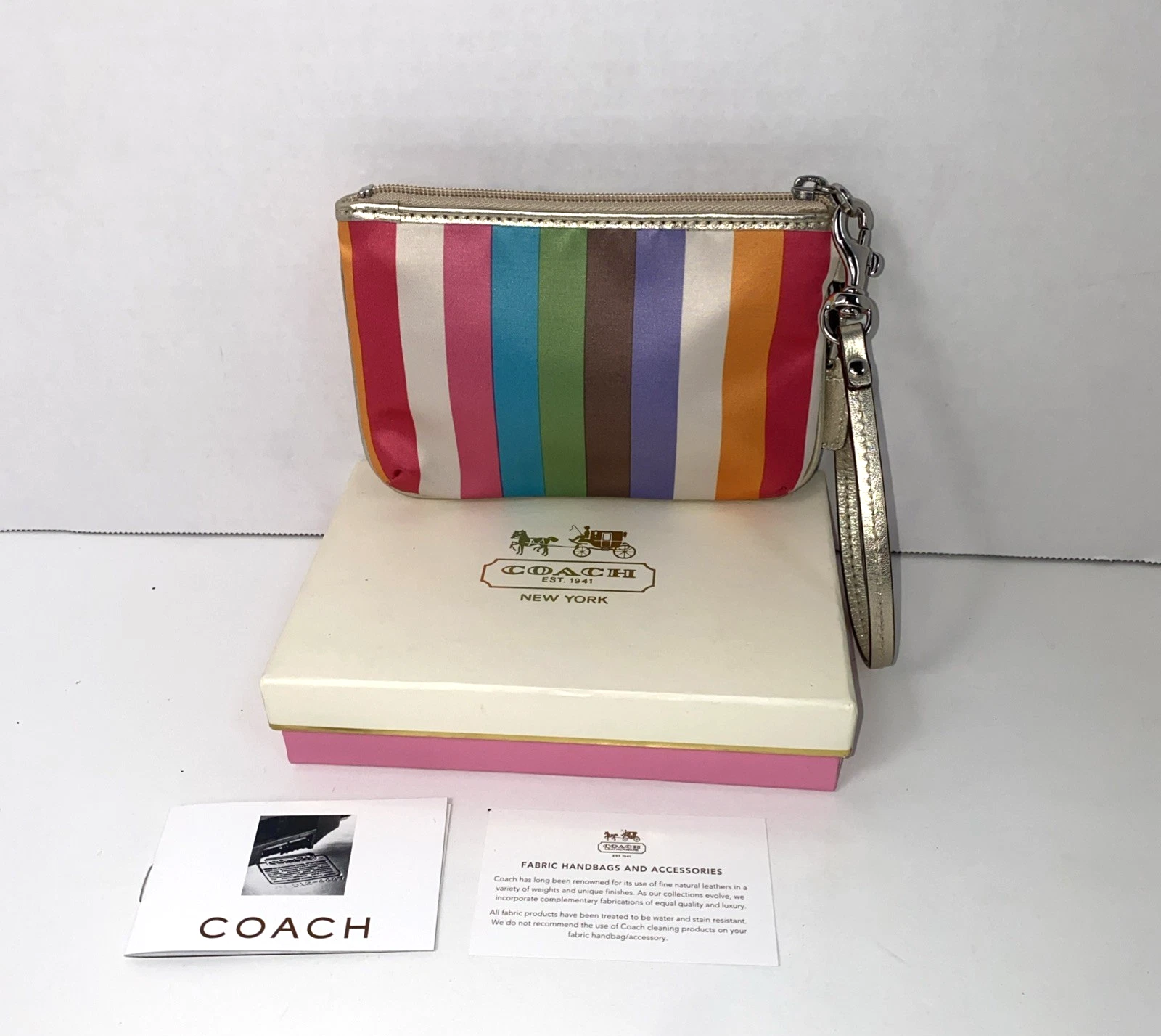 Coach Julia Multicolor Legacy braccialetto a righe raso e buona pelle 47510B L1