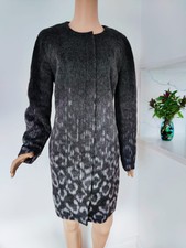 Ted Baker London Cecelibexotic Print Cocoon Coat Grey Size 3 Uk12 Worn Once Only