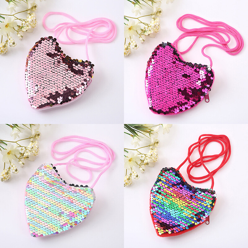 Creative Sequin Coin Purse Little Girl Messenger Love Shoulder Bag Coin Purse