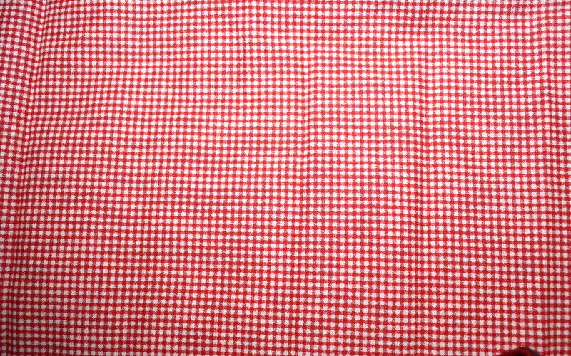 PIECES - 1-1/2 YARDS TINY PRINTED RED AND WHITE GINGHAM - 100% COTTON FABRIC