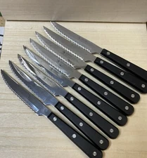 J. A . Henckels 8 Pc Eversharp Steak Knife Set Knives Stainless Steel Serrated @