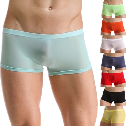 Men Ultra-thin Boxer Shorts Soft Slip Underwear Sexy Low Waist Briefs Panties - Picture 4 of 94