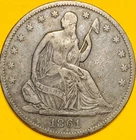 🔥1861 U.S. SEATED LIBERTY SILVER HALF DOLLAR 50c COIN (VF/XF) Civil War Year!!