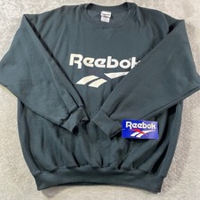 Vintage Reebok Sweatshirt Pullover Mens XXL Green USA Deadstock 90s Retro Logo