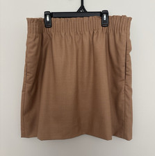 J.CREW Brown Solid Mini Short Twill Skirt Lined Elastic Waist Pull On 12