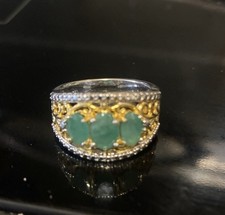 Natural Emerald 925 Sterling Silver Ring Size 8