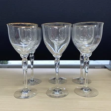 Lenox Set of 6 Crystal Rhythm Wine Water Goblet Gold Rim
