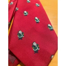 VTG Rooster Necktie Christmas Santa Claus Tie Red Silk Strawbridge Philadelphia