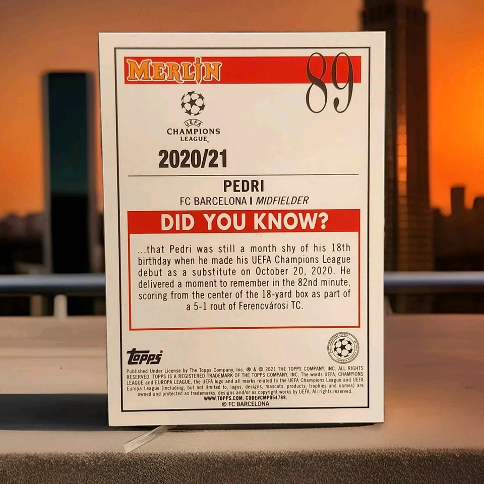 2020-21 Topps Merlin Collection Chrome UCL - #89 Pedri (RC) Rookie - Image 2 of 2