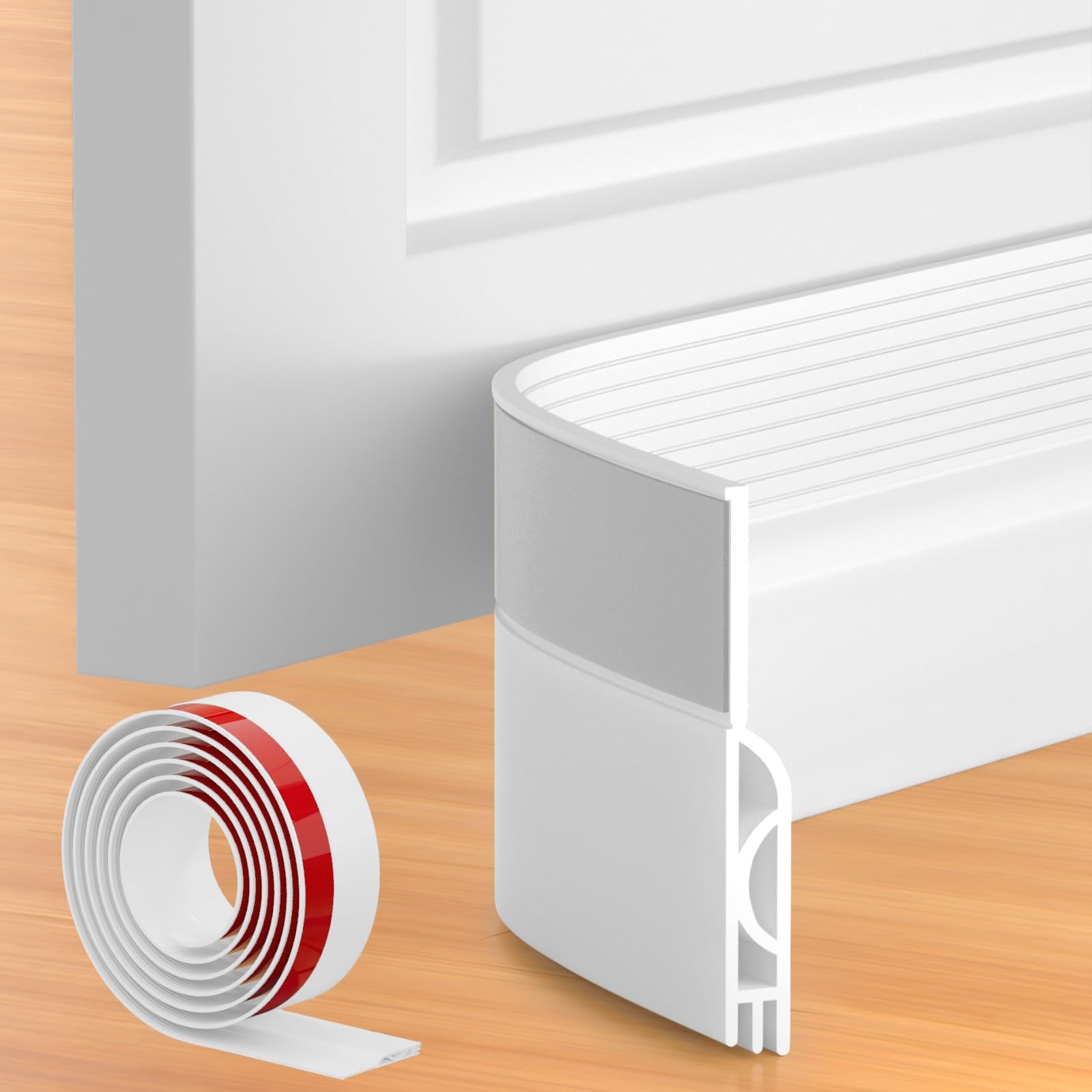 Beoguy Door Draft Stopper, Sweep for Bottom of Door, 1Pack×39IN, White