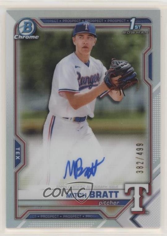 2021 Bowman Draft Chrome Refractor 382/499 Mitch Bratt #CDA-MBRA Auto