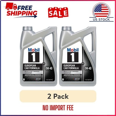 2 Pack, Mobil 1 FS European Car Formula Full Synthetic Motor Oil 0W-40, 5 Quart