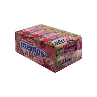 Mentos Pure Fresh Erdbeer Kaugummi, 12 Rollen à 31g Kiste