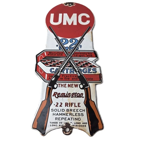 Vintage Remington Porcelain Sign - Firearms Rifles Deer Ammo Guns Gas Pump Sign